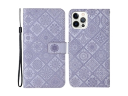 Capa Em Couro Pu Com Pega Para Apple Iphone 16 Pro Max - Roxo