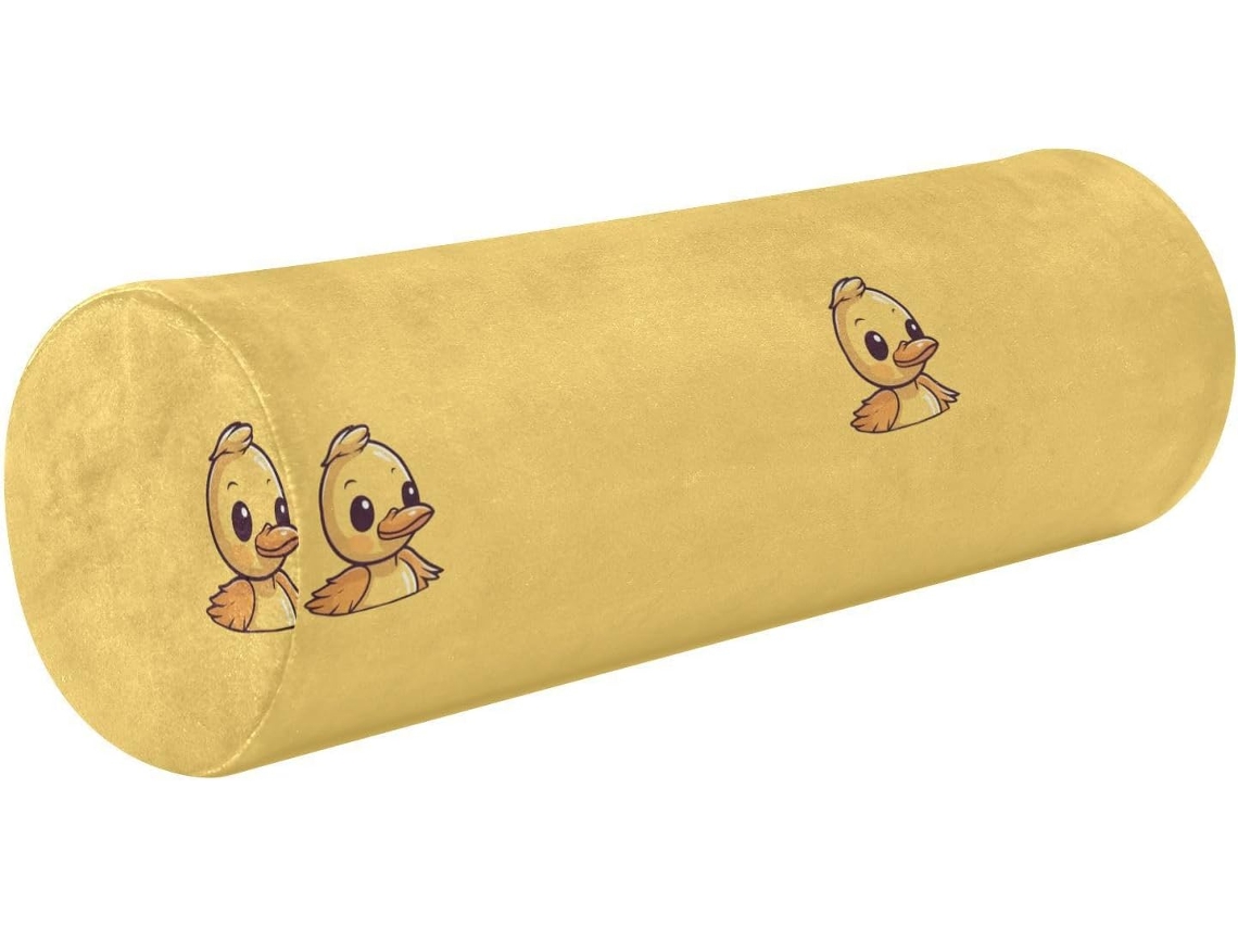 Almofada Cilíndrica Formato de Pato Amarelo Frodotgv para Leitura, Travesseiro Redondo Cama, Cilíndrico,