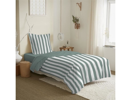 Conjunto de Lençol COTON PUR Cama Anatole Sage Algodão Multicor - 3pcs (90x190cm)