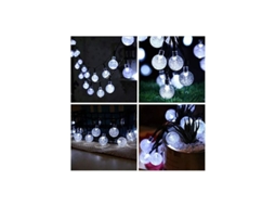 KOFIHETY Luzes De Corda Solares Exteriores 7m 50 Leds Impermeáveis 8 Modos Luzes De Bola Mágicas Para Interior Terraço Relvado Quintal Casamento Casa (branco F