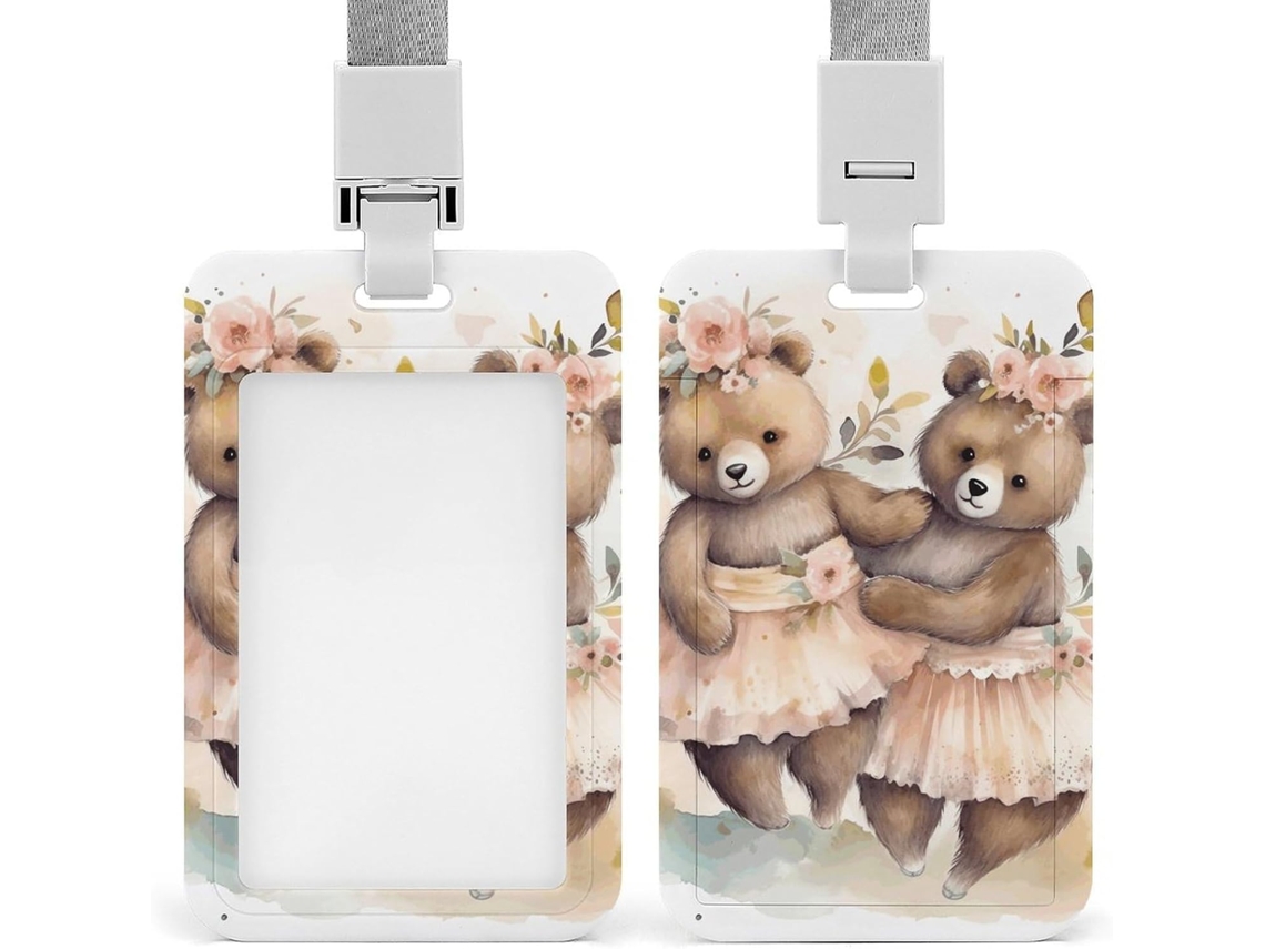 Porta Crachá Com Estampa de Urso Saia Curta, Porta Cartões Personalizáveis, Porta Labels À Prova D Água, Estojo