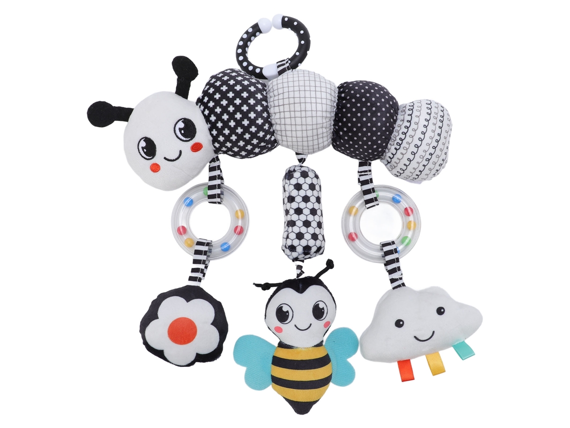 Brinquedo De Suspensão Para Cama Pelúcia Animal Com Sinos Preto E Branco