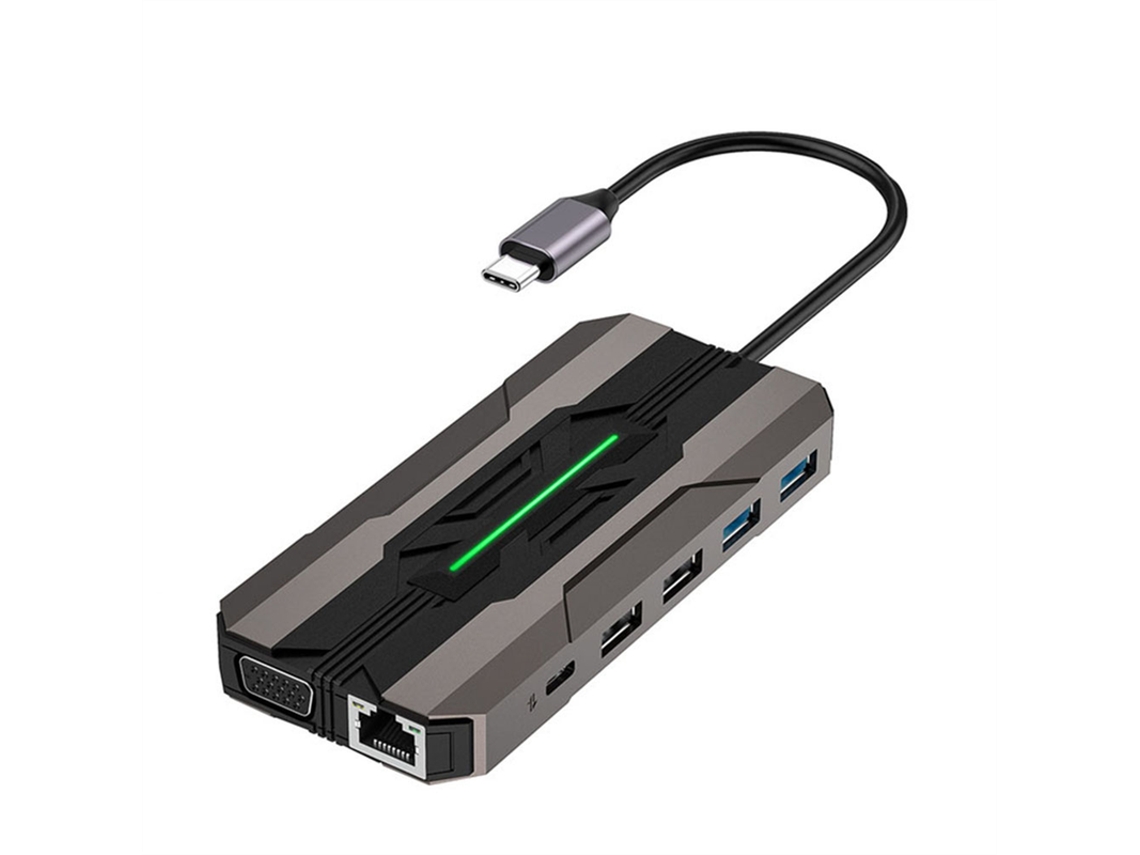 Estação De Ancoragem Bestvite 13 Em 1 Usb C Sd 1000m Rj45 Compatível Com Hdtv Vga Usb Hub 3.0 Adaptador Para Pc Laptop Prata