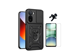 Kit Vidro Clearglass Capa Magnetic Slide Window Suporte Magnético Reforçado Phonecare Para Xiaomi Redmi A7 Pro - Preto