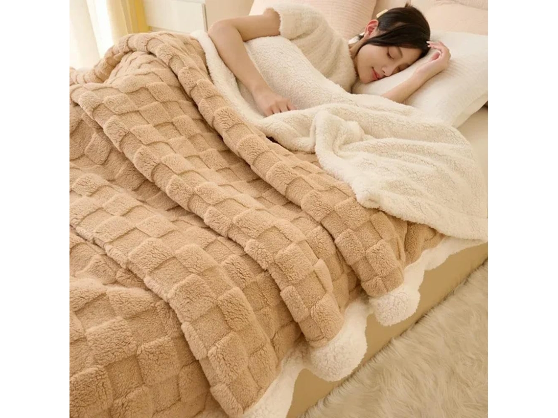 Manta de Inverno Lã Grossa Fofa e Xadrez Capa Edredom Dupla Face Colcha Macia Quente, Macio, Quente, Ideal Par
