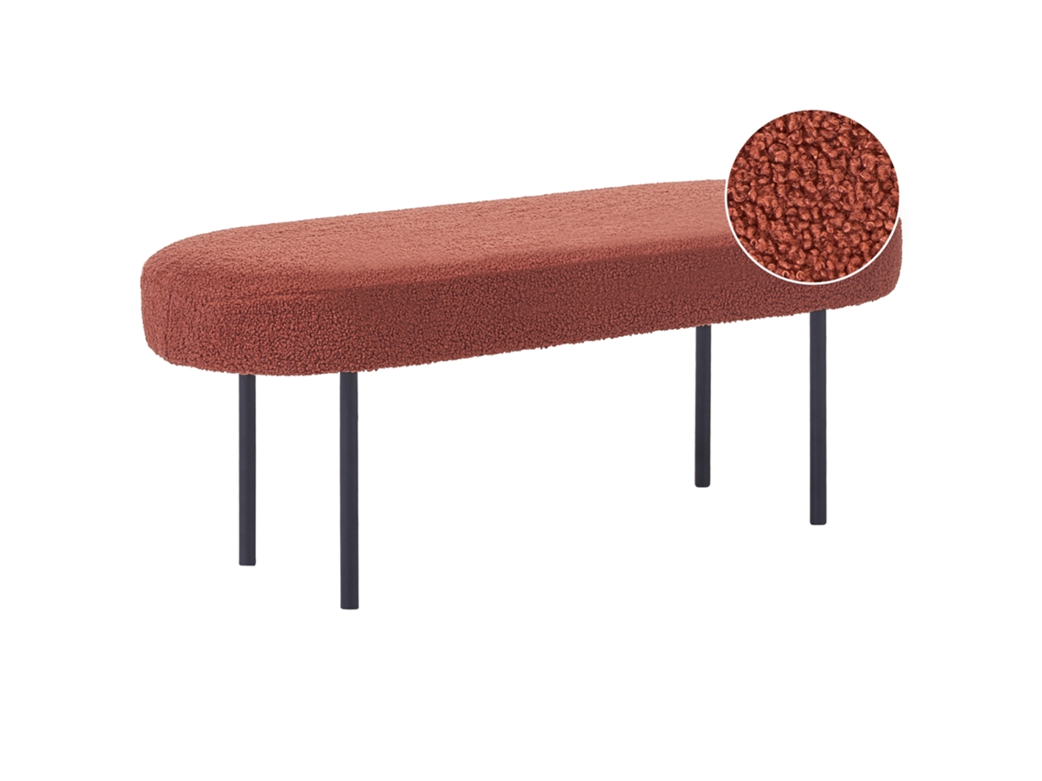 Banco De Cama Beliani Wolfeboro De Bouclé Marrón 98x35x38
