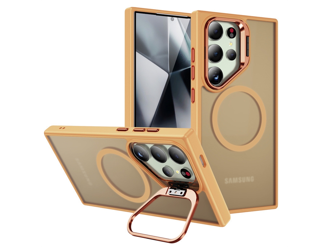 Suporte Magnético Compatível Com Capas De Celulares Samsung.coral Laranja fixação Magnética Com Toque Suave - S24plus