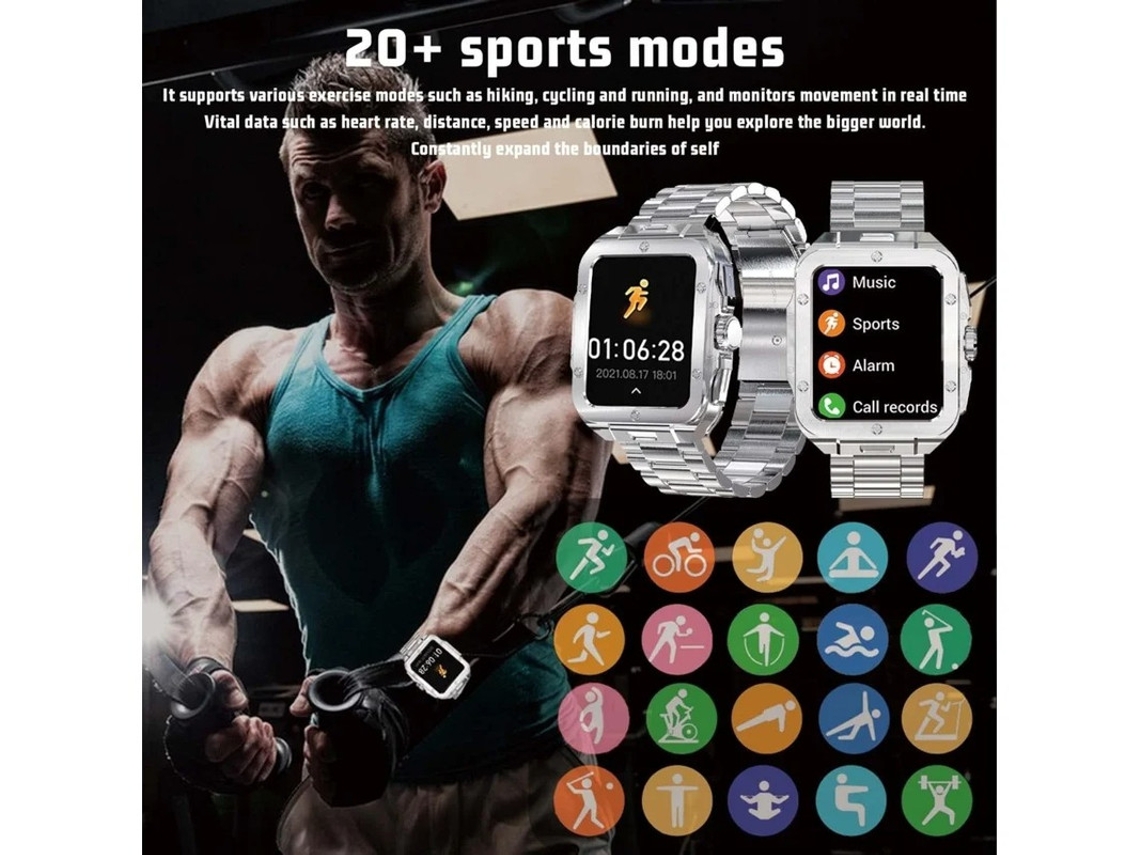 Smartwatch 1.85 com tela sensível ao toque, monitoramento de frequência cardíaca e SpO2, sono, 20 modos esportivos, fitness, assistente de voz, Bestvite
