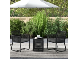 Conjunto Bistrô 3 Peças 53x57x77cm, Para Varanda, Design Moderno, Resistente Ao Clima, Preto E Cinza