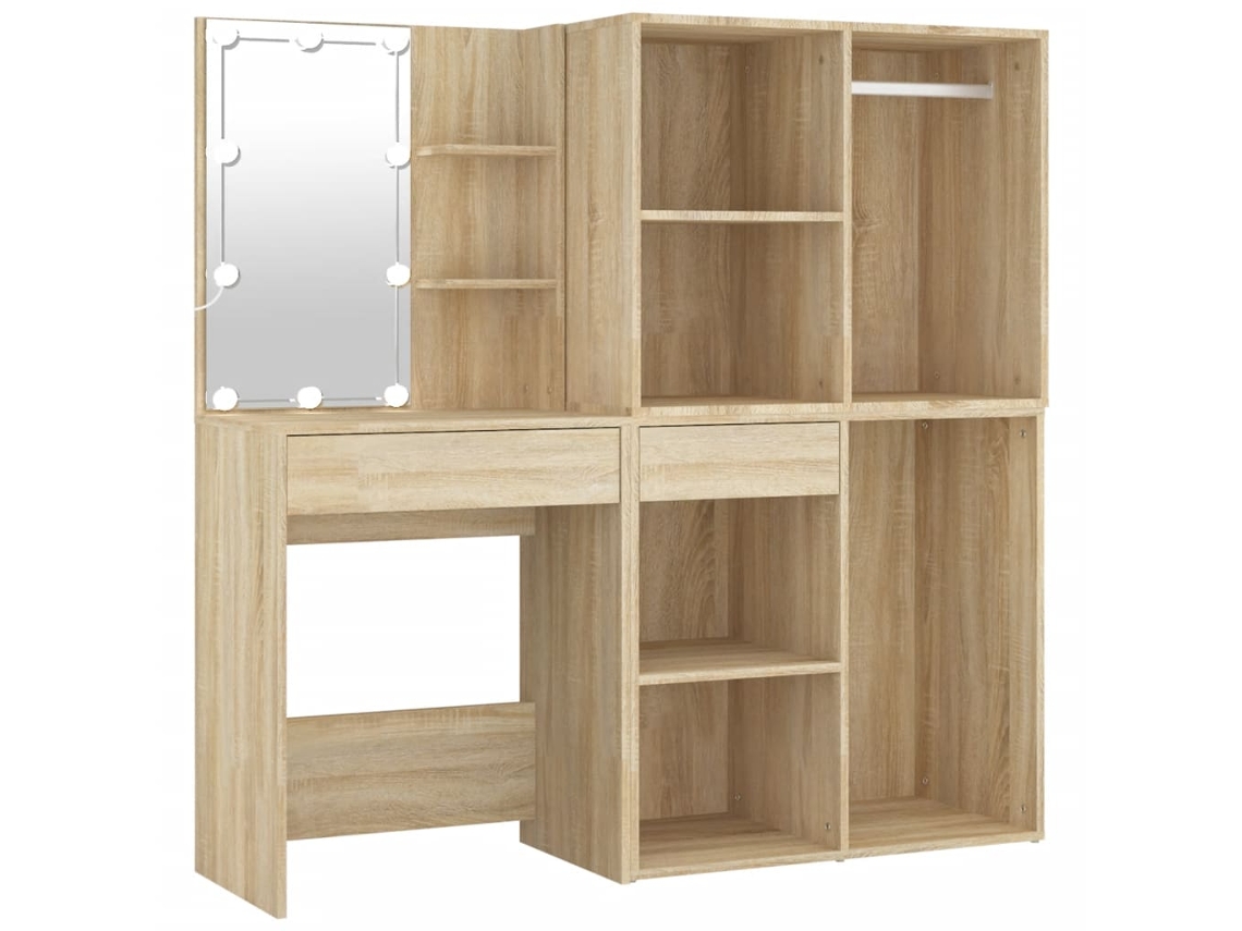 Led Dressing Table With Cabinet, Led Dressing Tables With Cabinets Vidaxl Marrom Madeira Processada (n/a)