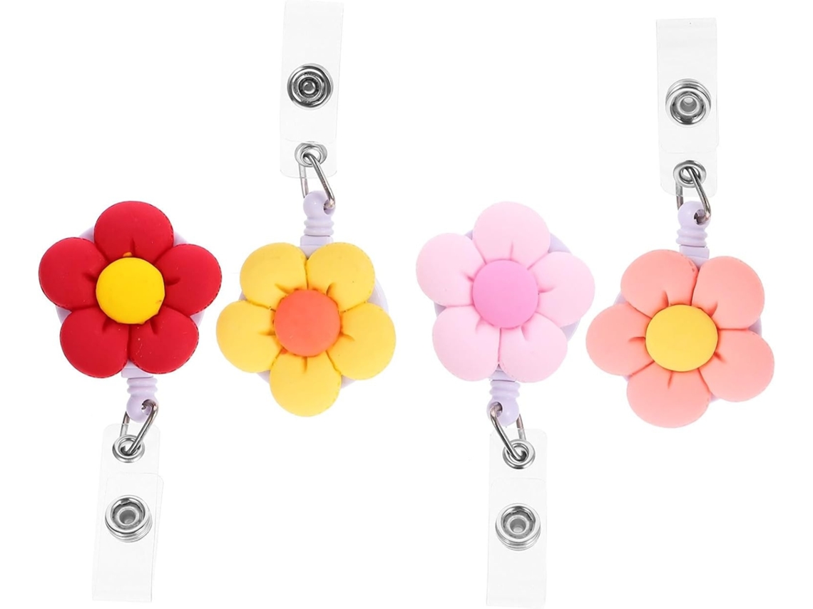 Lurelia Porta-crachá Retrátil Com Clipe Com Chaveiro Em Plástico E Resina Multicolor Para Escritório E Escola