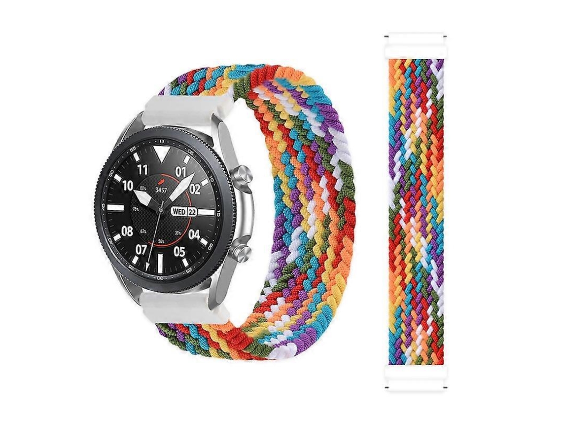 Pulseira De Nylon Trançado Ajustável E Elástica Para Samsung Galaxy Watch 3 De 45 Mm, Tamanho: 125 Mm (arco-íris)