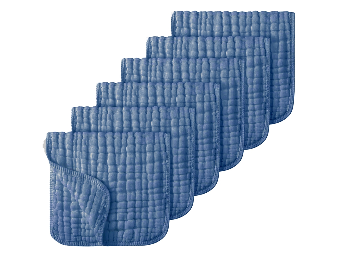 Toalha de Algodão YUNZII de Seis Camadas para Arrotar ou Regurgitação, pacote com 6 unidades 25x50cm, azul Marinho