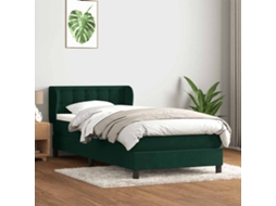 Vidaxl Cama Com Molas/colchão Verde-escuro 80x220 Cm Veludo