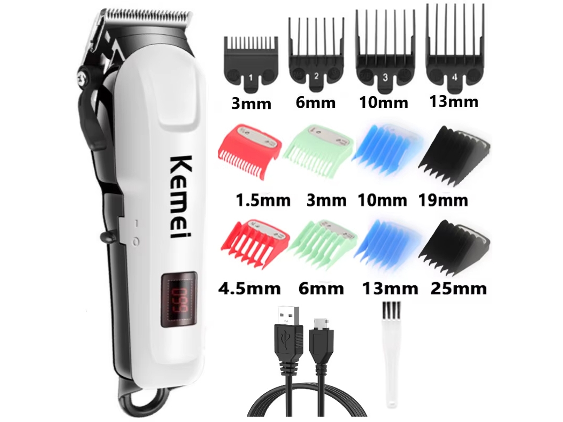 Máquina de Cortar Cabelo Elétrica Masculina, Recarregável, Inclui Bateria e Indicador de Carregamento. MDUG