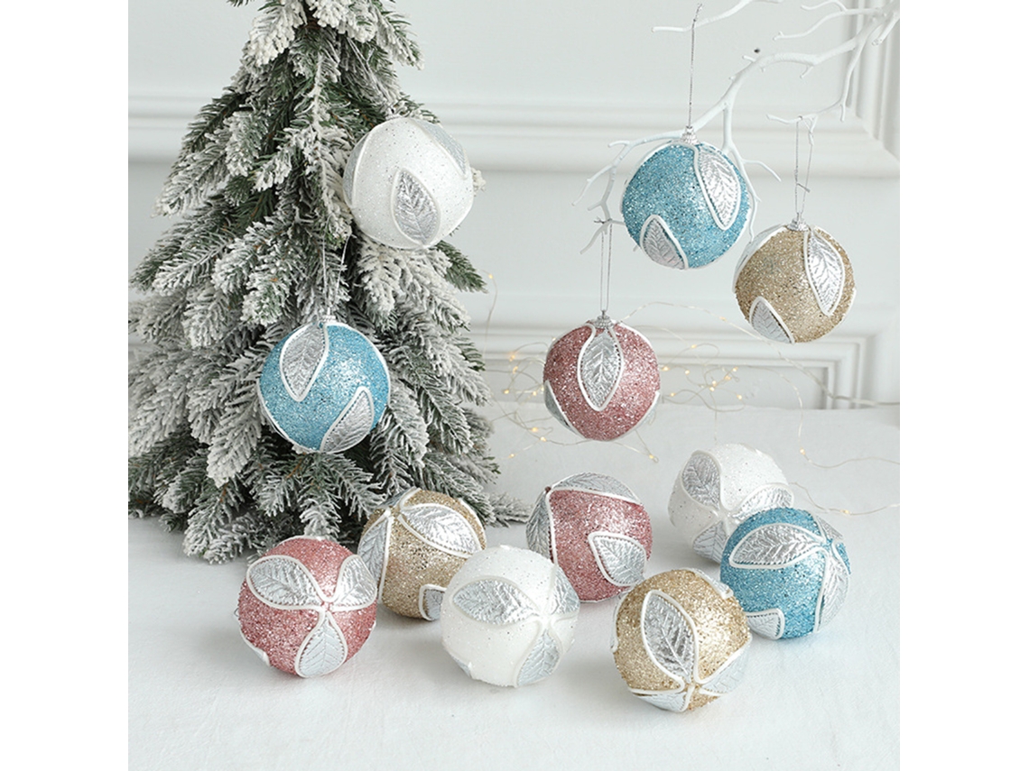 Bola De Natal 8cm Decoração De Teto Com Glitter Eoocoo
