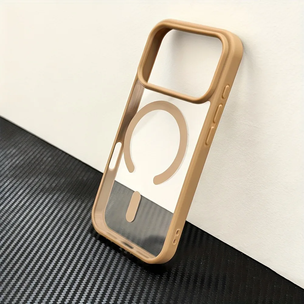 Capa Transparente Magnética Magsafe Para Iphone (marrom, Iphone 16), Compatível Com Carregamento Sem Fio.