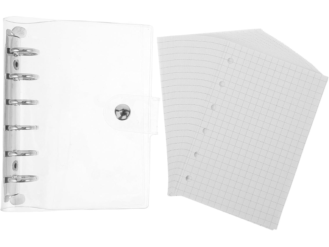 Pasta Organizadora Transparente A7 Em Pvc Com 6 Argolas, Camada Leve E Resistente Para Quadriculada Folhas, Refis De