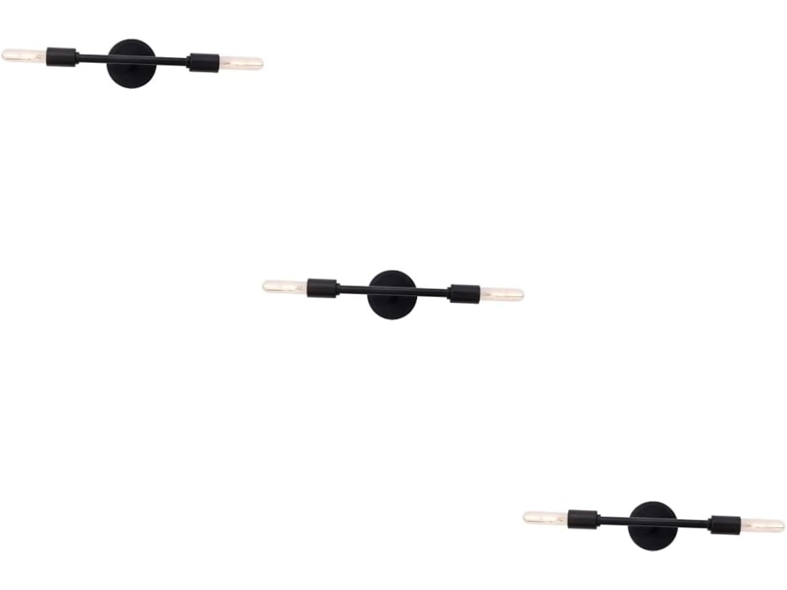 Conjunto de 3 Luminárias de Parede Industriais Duplas em Ferro, Ideais para Ambientes Internos como Quarto e Banheiro. SFUSHOS