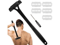 Máquina De Barbear De Costas Para Homem Com Cabo Longo Dobrável,para Uso Seco E Húmido. Preto Hexinyigjly