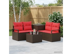 Vidaxl Conjunto De Sofás 6 Unid. Marrom E Vermelho
