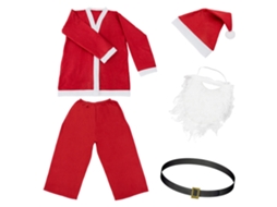 Fato de Pai Natal 5 Peças Vermelho/Branco em Poliéster Tamanho Único