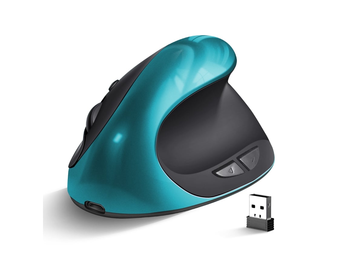 Mouse Vertical Ergonômico Sem Fio 2.4g Azul