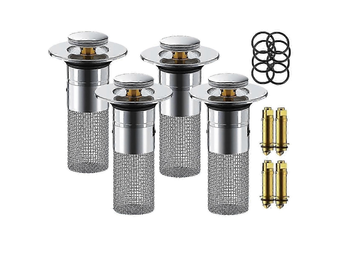 Conjunto de 4 Tampões para Ralo, Filtro Ralo Piso em Aço Inoxidável, Pia Caixa Presente Premium Inoxidável AQUAFORGE