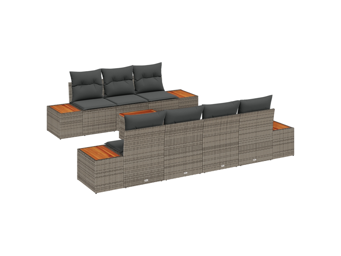 Conjunto 8 Conjunto De Sofá De Jardim Vidaxl Cinzento Vime Pe (55 X 55 X 37 Cm)