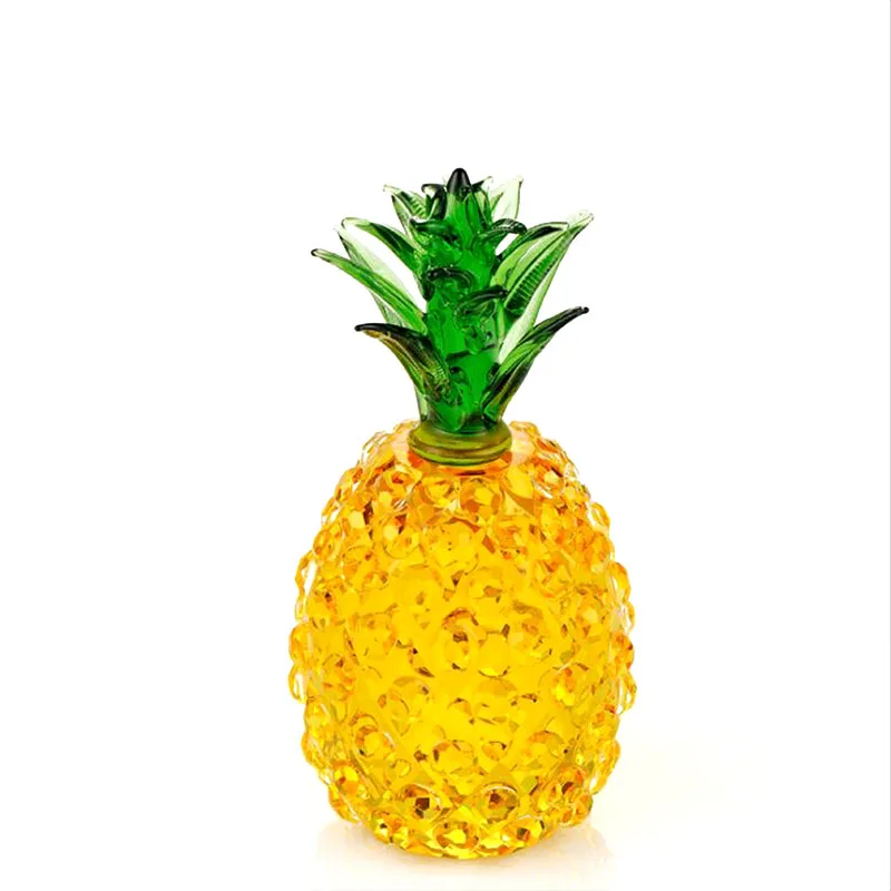 Ornamento de Abacaxi em Cristal Amarelo , Ornamento de Fruta em Vidro MDUG (dourado, 40mm)