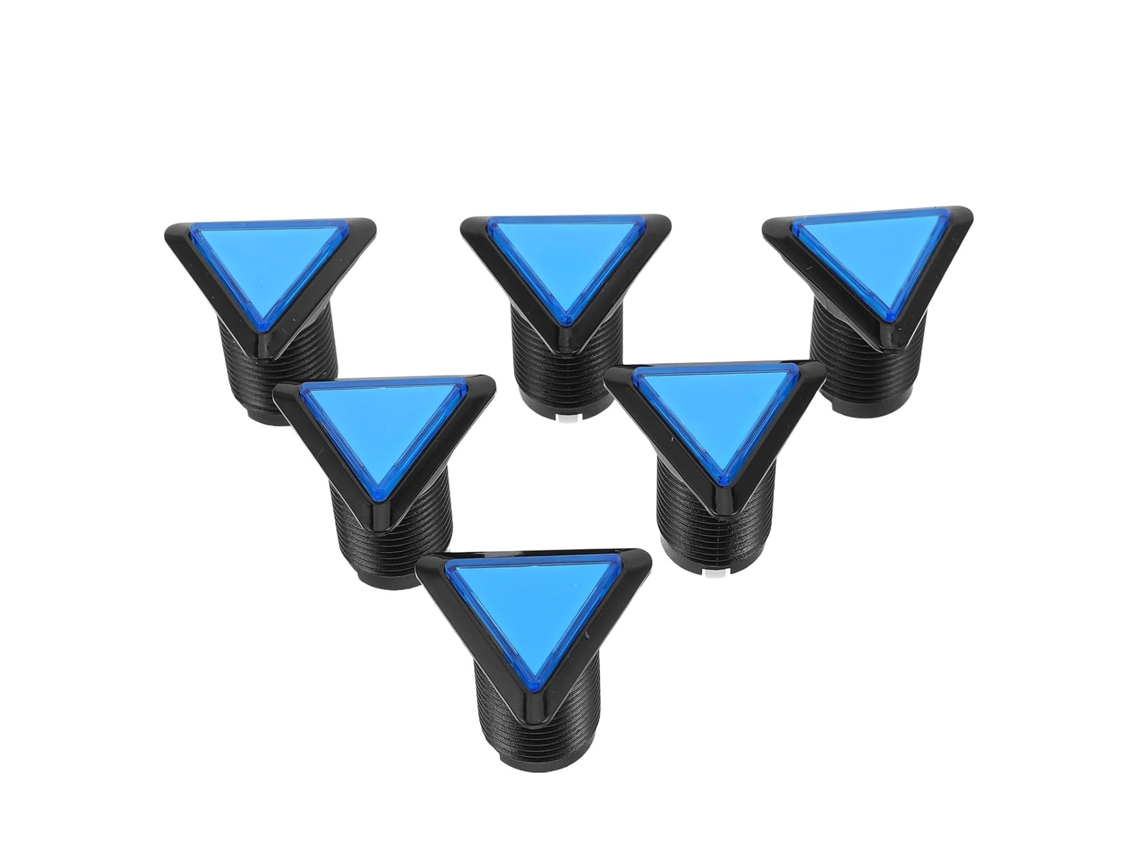 Botão Triangular Iluminado De Plástico Azul De 39 Mm Para Jogos De Arcade, Pacote Com 6 Unidades.