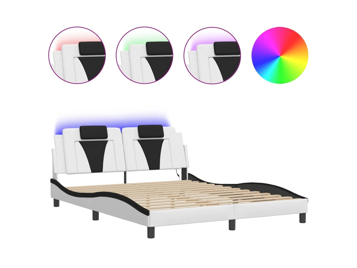 Bed Frame, Bed Frames Vidaxl Branco Couro Artificial (160 X 200 Cm)