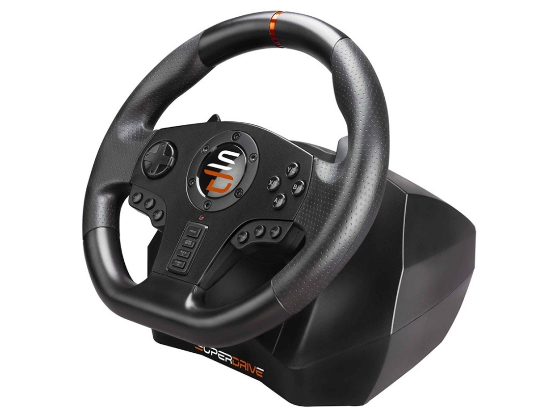 Subsonic Sa5595 Pc Gaming Controller Black Usb Steering Wheel Pedals