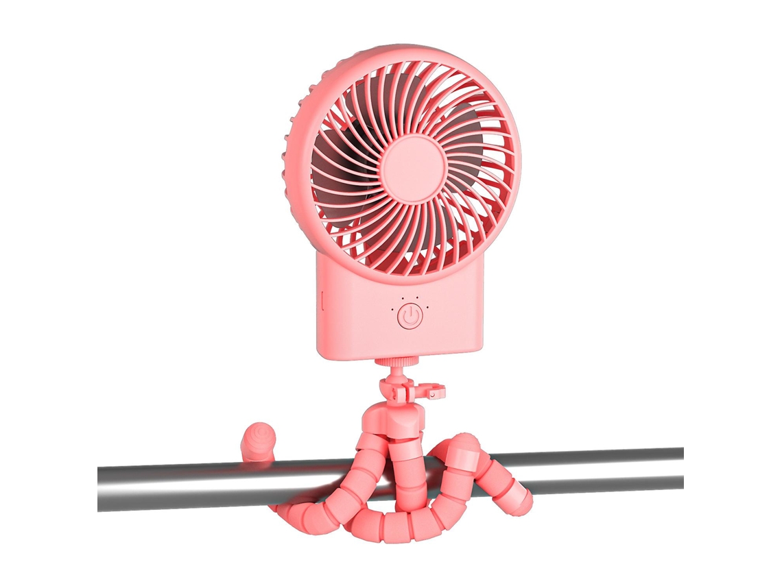 Ventilador de Encaixe para Carrinho de Bebê Ventilador Portátil com Rotação de 360° Recarregável Via Usb MDUG (rosa)