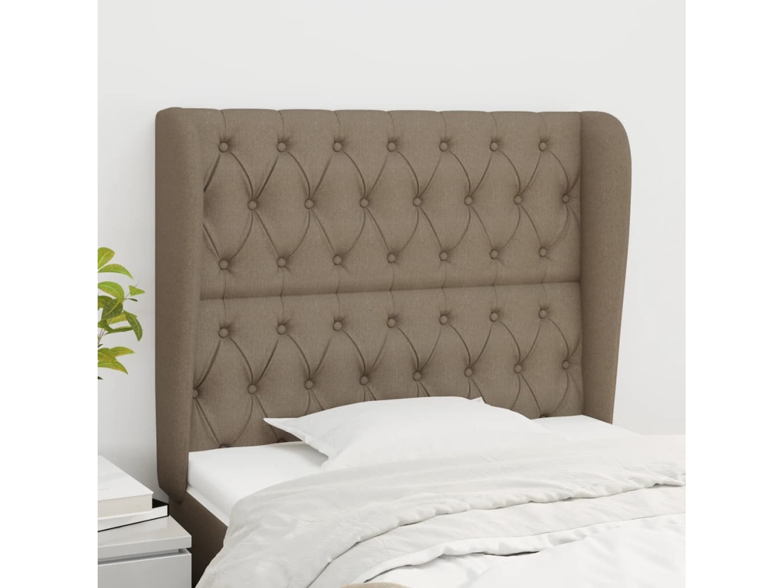 Cabecero con Alas de Tela 93x23x118/128cm Gris-Marrón