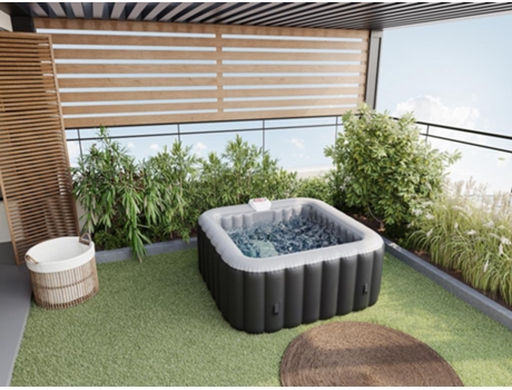 Spa Insuflável Quadrado para 4 Pessoas B-Cosy Largura 154 X Dep. 154 X A. 65 Cm 120 Jactos de Ar Preto e Cinzento VOGUE SPA