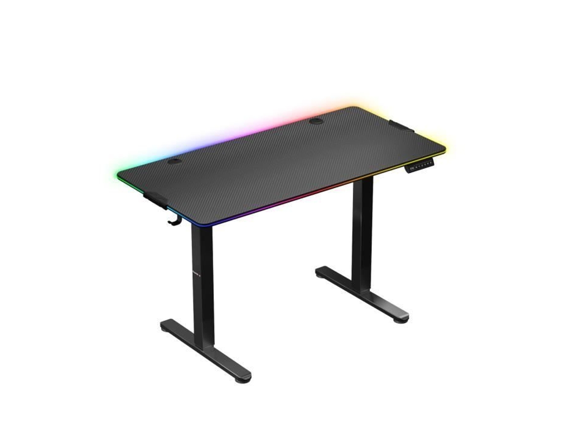Mesa sit-stand HUZARO HERO 8.2 LED RGB, mesa para jogos, placa elétrica, PC para jogos, painel de carbono, ergonômico, gamer, jogos