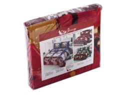 Conjunto de Cama Natal 4 Peças Fibra de Poliéster 3d com Fronhas e Lençol King Queen Twin | S/MARCA