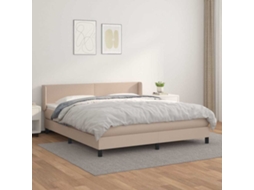 Vidaxl Cama Com Molas/colchão 160x200 Cm Couro Artificial Cappuccino