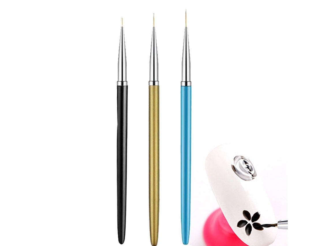 3 Pincéis Delineadores Para Nail Art, Pincéis Para Nail Art Em Gel Uv