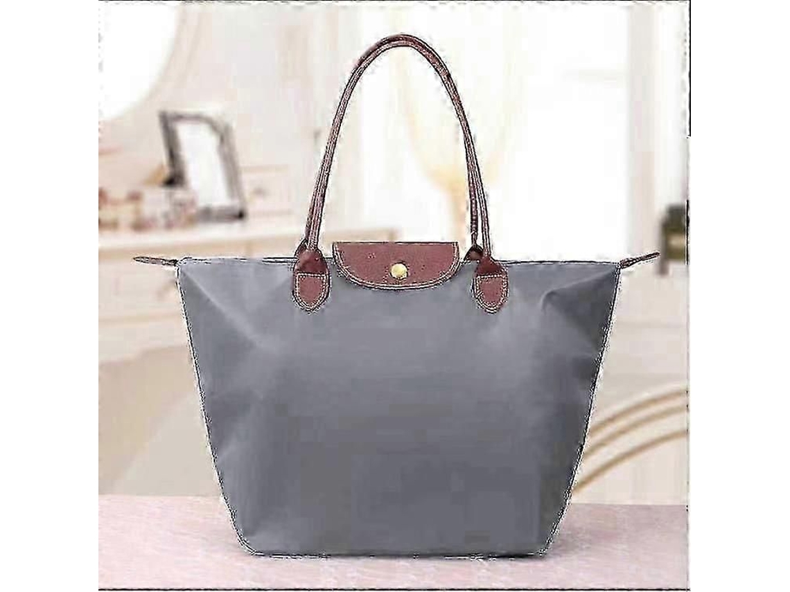 Bolsa de Compras Feminina Clássica de Cor Sólida, em Tecido Oxford, Nylon, Dobrável, para Ombro Ou para Guardar Objetos. GOKOCO