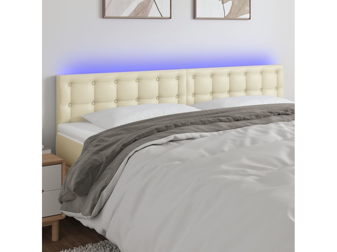 Led Headboard, Led Headboards Vidaxl Creme Couro Artificial (180 X 5 X 78/88 Cm)