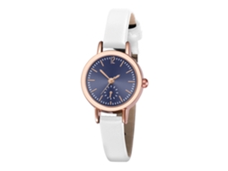 Relógio de Pulso de Quartzo para Casal Feminino e Masculino com Cinto Pu Estilo Moderno Azul Branco