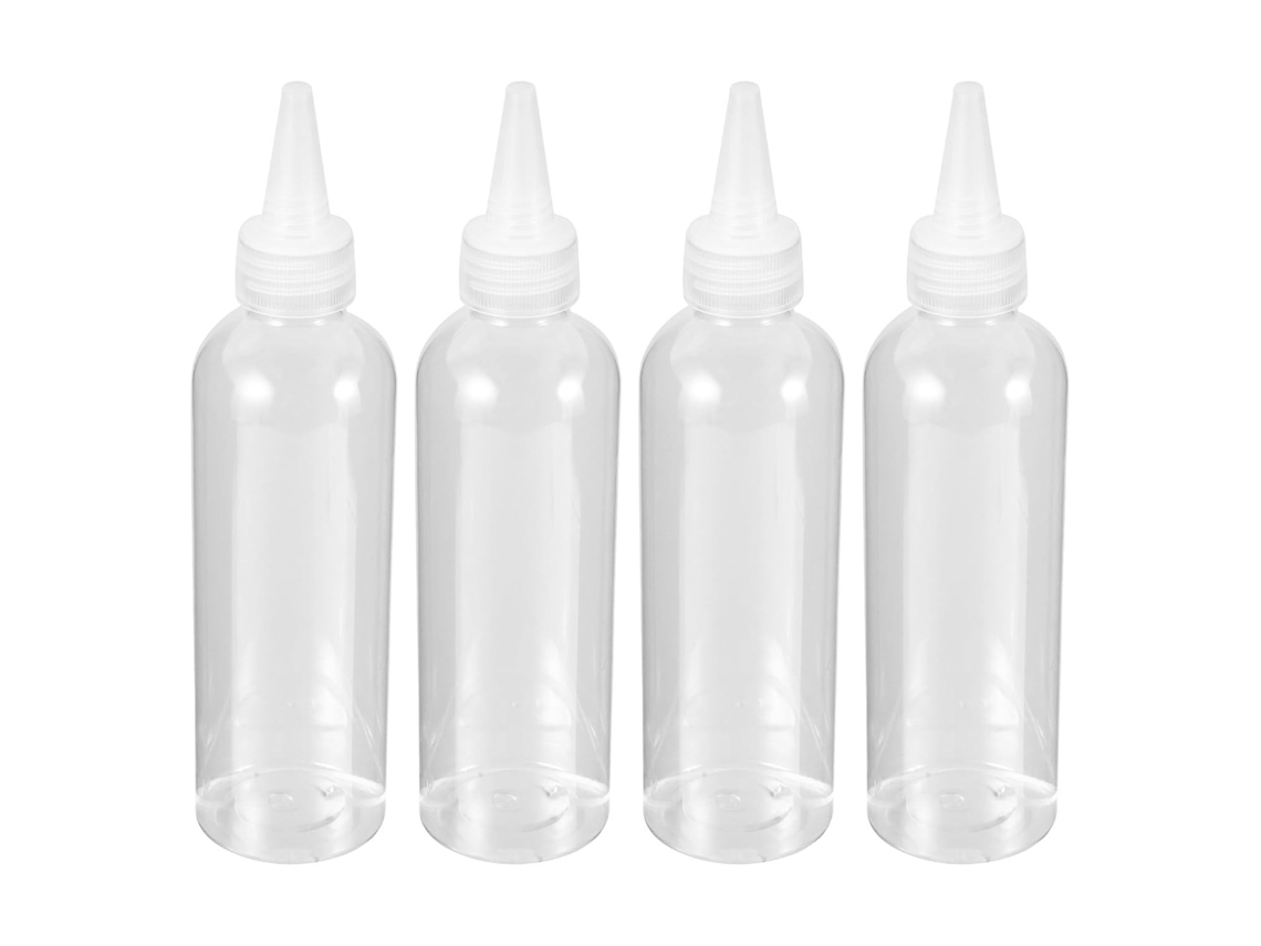 Frasco Flexível De 200ml Com Ponta Transparente, Plástico, Pacote Com 4 Unidades.
