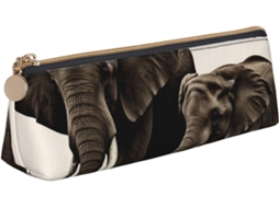 Case Leather Pouch Elephant Young Elephant Printed Triangle Peil Cute School Office Travel Makeup,