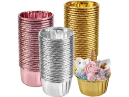 Formas Cupcake Alumínio 150pcs, Moldes Descartáveis Ouro Prata Rosa DUREFORWARD