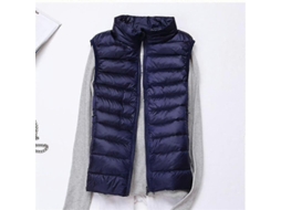 Chaleco Acolchado Ligero para Mujer com Cremallera Total Cuello Alto Invierno Azul Oscuro S/MARCA