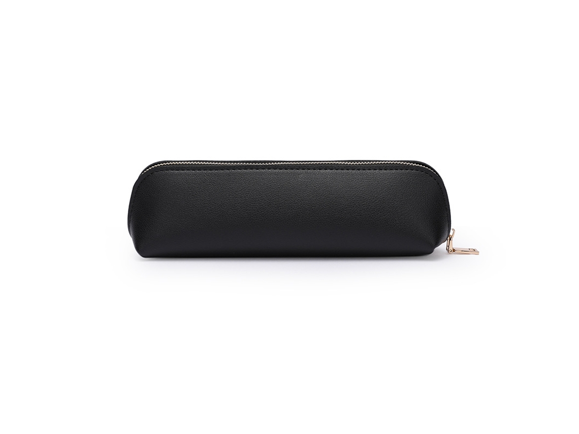 Estojo para Lápis, com Zíper, com Bolsos, Couro, Preto, Escritório, Universidade, Estudantes AQUAFORGE