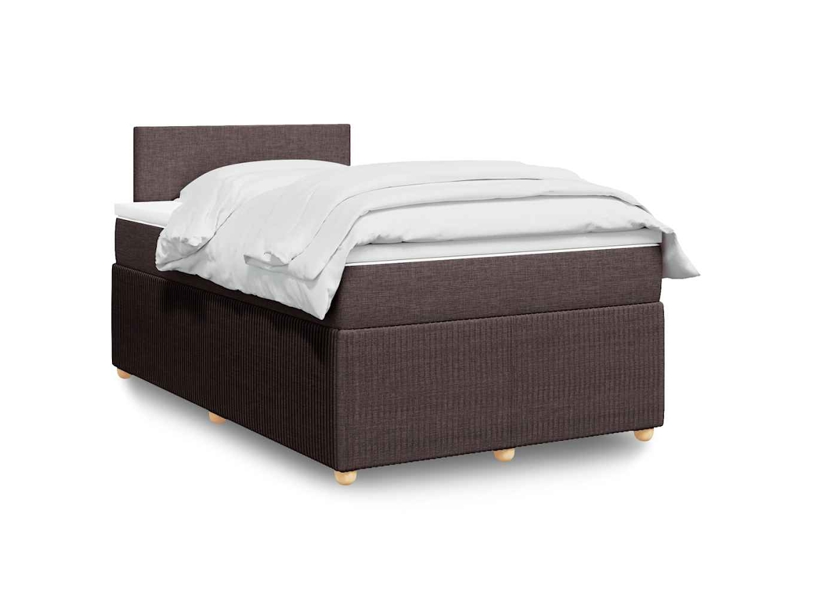 Vidaxl Cama Com Molas/colchão 120x200 Cm Tecido Castanho-escuro