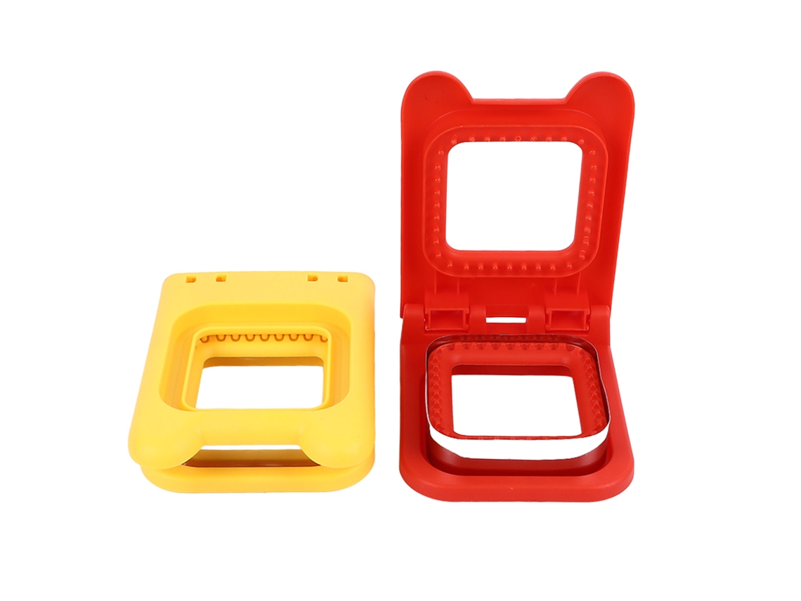 2 Peças Cortador de Sanduíche Quadrado Inox e Plástico Conjunto Moldes para Sanduíches
